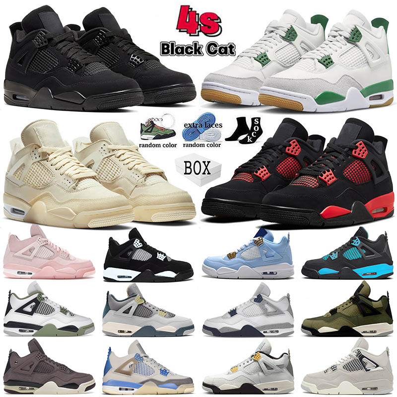 

With Box 2023 Men Basketball Shoes 4 4s IV Black Cat Black Cat Cacao Wow Grogu Mens Women Jumpman Blue Thunder SB x Pine Green Trainers Sneakers, 37 40-47