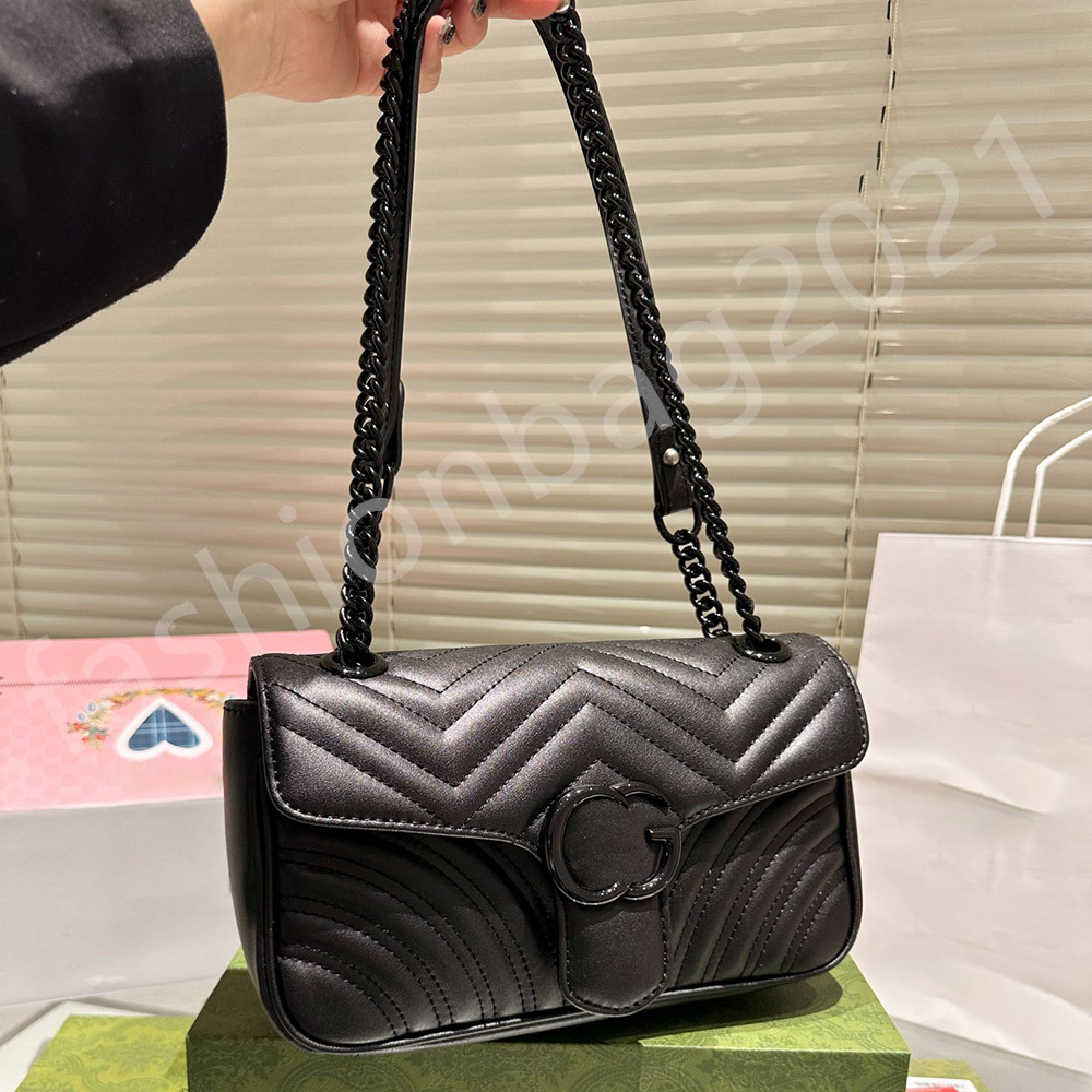 

Marmont Luxury Designer Bags Handbags 10A High Quality Leather Classic Chain Bag Shoulder Bags Fashion Crossbody Womens Wallet Purses Dhgate Bags With Box, 18cm_blacklogo