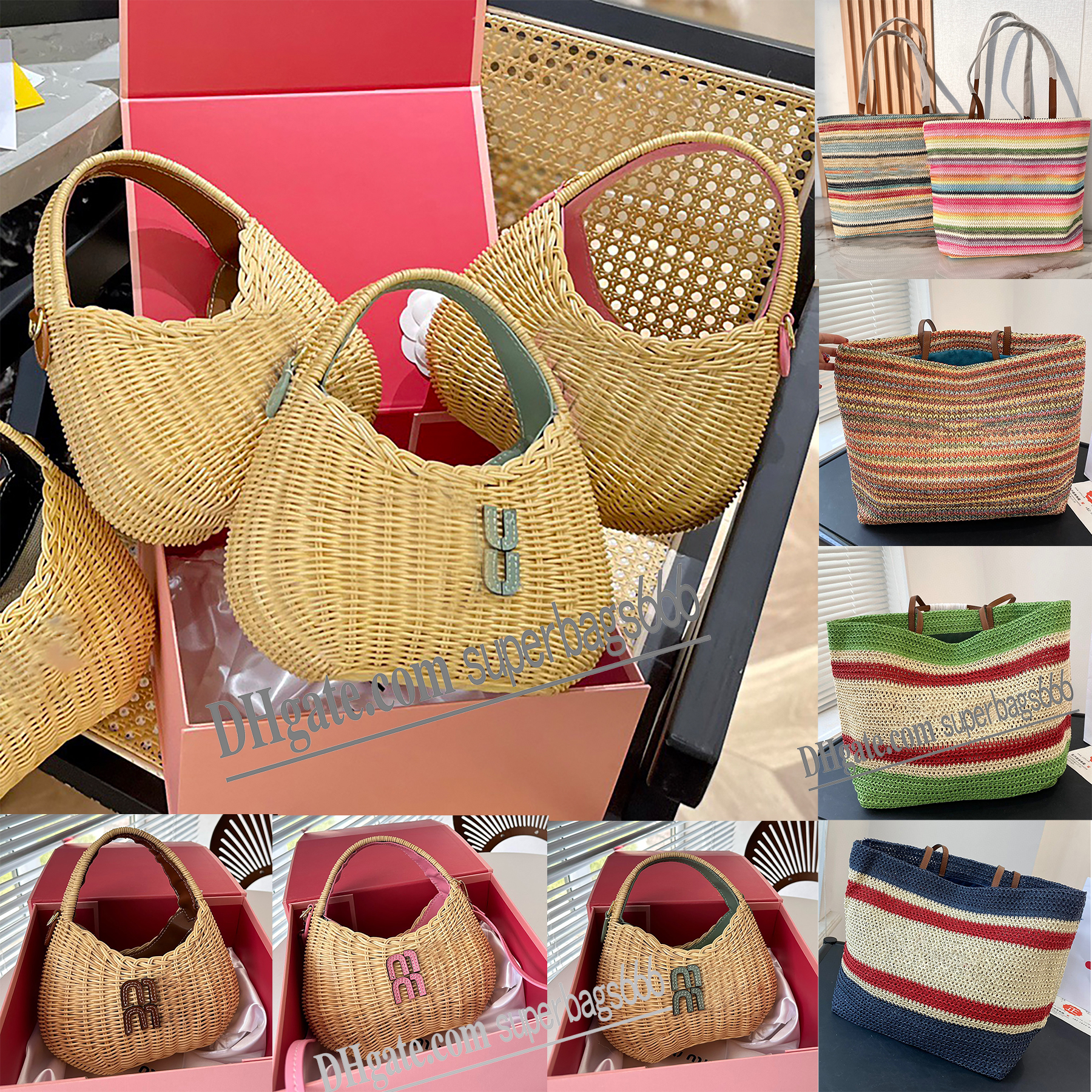 

Wander wicker handbag Woven fabric tote beach bags raffias high quality luxurys women purses designer straw shopping shoulder