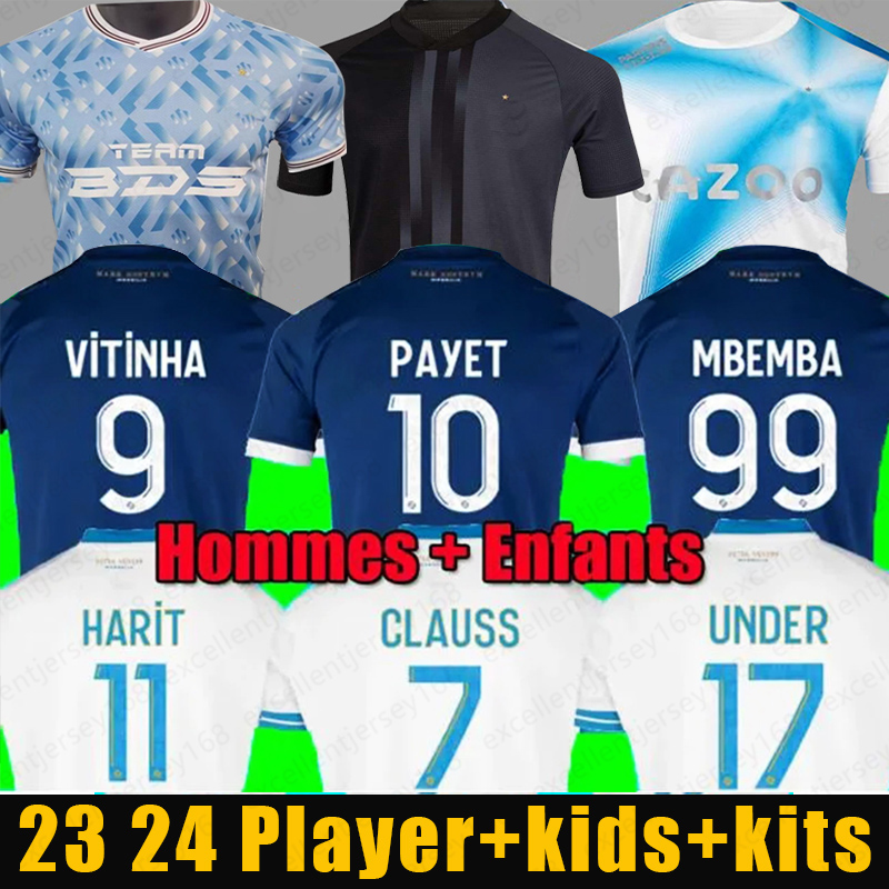 

23 24 soccer jerseys MarseilleS CUISANCE GUENDOUZI ALEXIS GERSON PAYET CLAUSS football shirts VERETOUT Under NUNO HARIT L SUAREZ men kids player fans