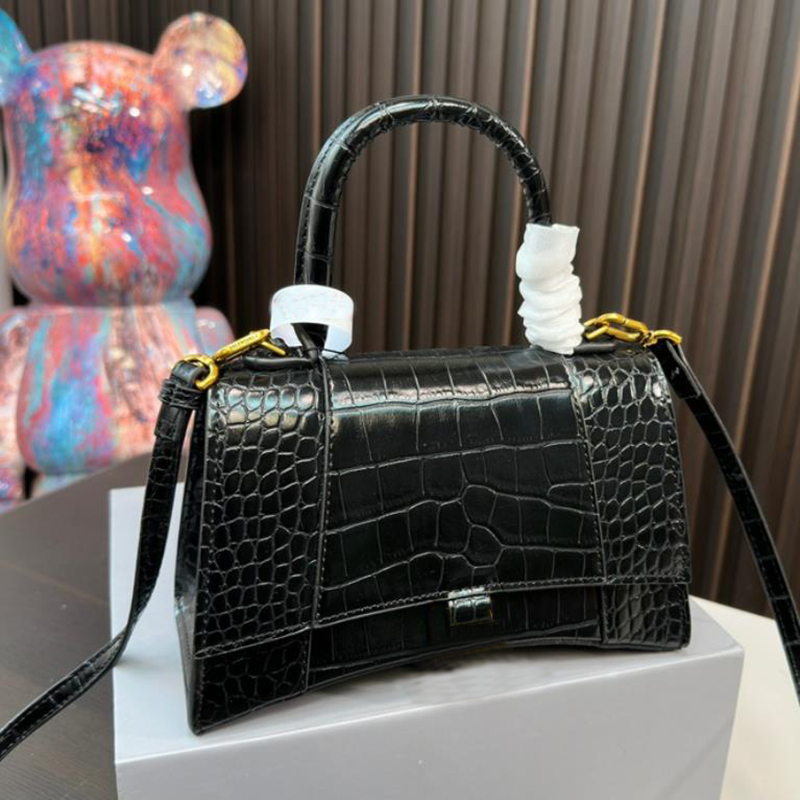 

Luxury Hourglass Shoulder Bag Designer Bag Black Crocodile embossed small Crossbody bag Fashion personality Half Moon Handbag Clutch bag