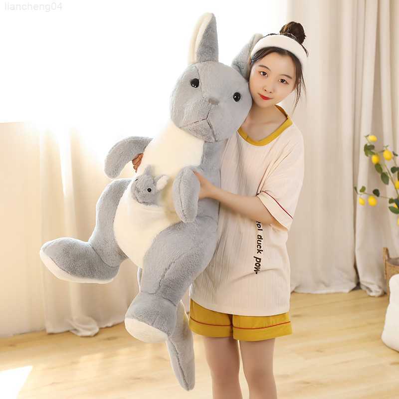 Stuffed Plush Animals 60-150CM Giant Size Kangaroo Plush Toys Mom Stuffed Lifelike Animal Plush Doll Creative Pillow Home Decro Gift For Girl Boy-image-883592037