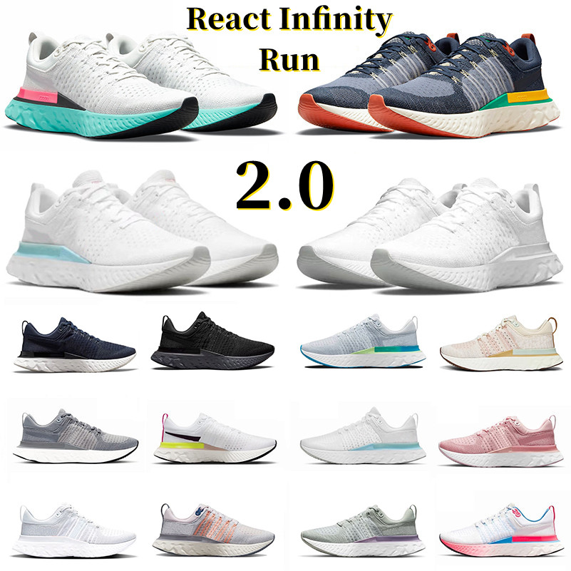 

React Infinity Run Knit 2.0 mens running shoes Pink Glaze Miami Thunder Blue Black Iron Grey Light Silver Lilac White Glacier men women trainers sports sneakers, Color#3