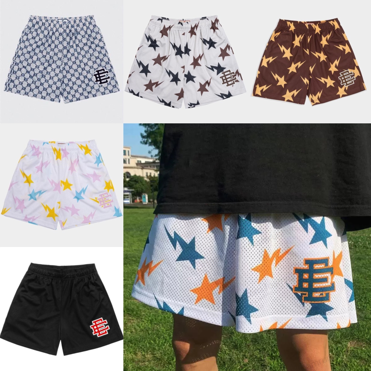 

Designers Summer Mens Shorts Fashion Brand Ee Basic Shorts Eric Emanuel Casual Mesh Short Newyork City Skyline Gym Running Fitness Beach Loose
