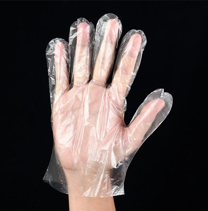 =1Bag Poly Gloves plastic Food glove Disposable Gloves Cleaning for Greasy food eating good quality PE transparent gloves