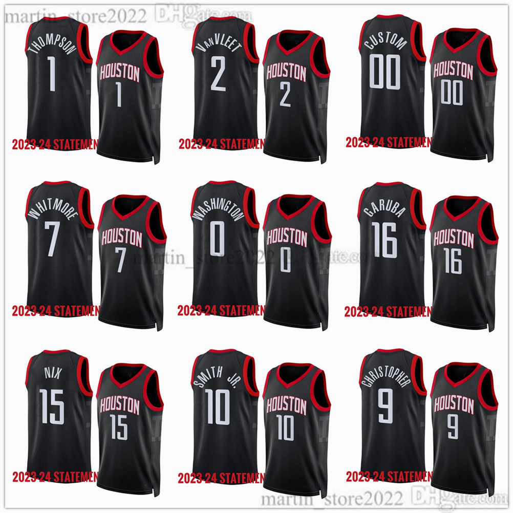 

2023-24 Statement Basketball Jerseys Fred 2 VanVleet 1 Amen Thompson 7 Cam Whitmore Jalen 4 Green Alperen Sengun Josh Christopher Kevin Porter Jr. Jae'Sean Tate Edition, Red