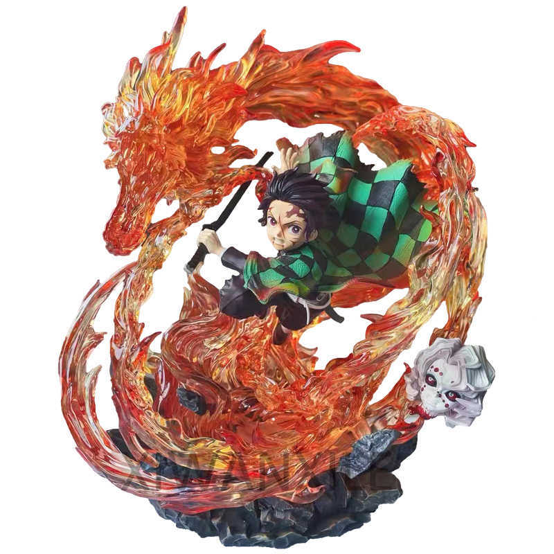 Anime Manga 30cm Demon Slayer Anime Figure Kimetsu no Yaiba Action Figure GK Kamado Tanjirou Figurine Collection Model Doll Toys With Light L2307-image-883071784