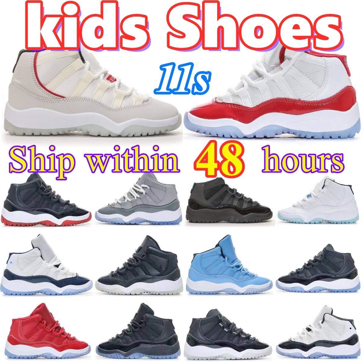 

Cherry 11 11s Kids shoes Toddlers sneakers Jumpman boys girls youth Cool Grey Legend Blue Bred kid designer shoe children basketball trainers
