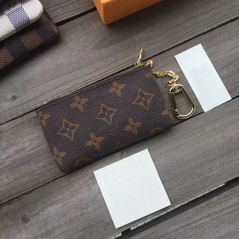

KEY POUCH Coin Purse Designers Mini Wallet Fashion Womens Mens Keychain Ring Credit Card Holder Luxury Bags M62650, 1_brown flower