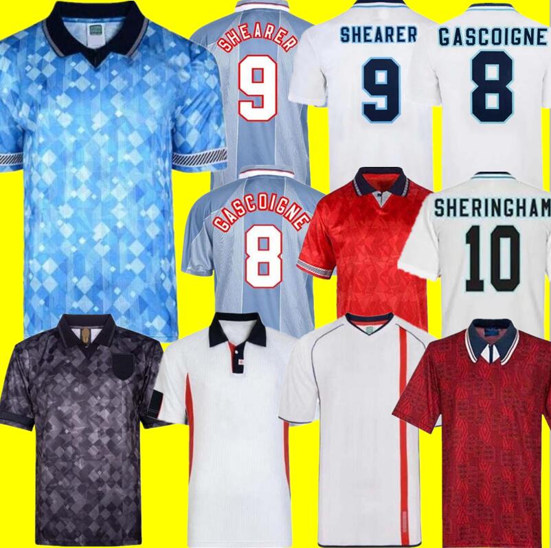 Retro Jersey 1982 1986 1998 2002 Shearer Soccer Jersey 1989 1990 EnGlAND Gerrard Scholes Owen 1994 Heskey 1996 Gascoigne vintage classic football-image-883398900