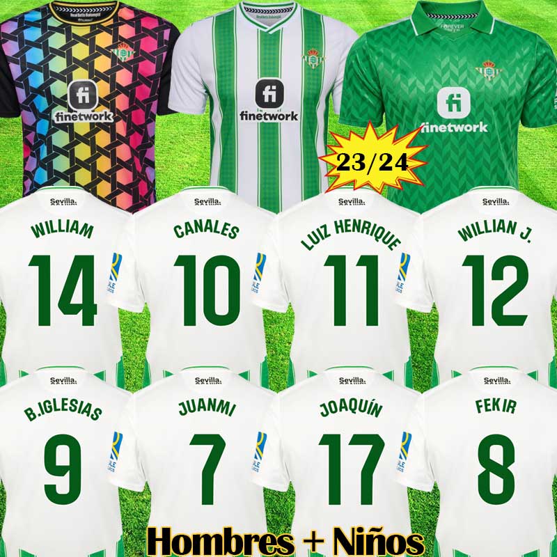 

23  Real Betis Primera Soccer Jerseys SUSTAINABILITY KitS Joaquin B Iglesias Camiseta de Futbol Juanmi Canales Fekir 2023 2024 Portero Multi Men Kids Equipments, Goalkeeper