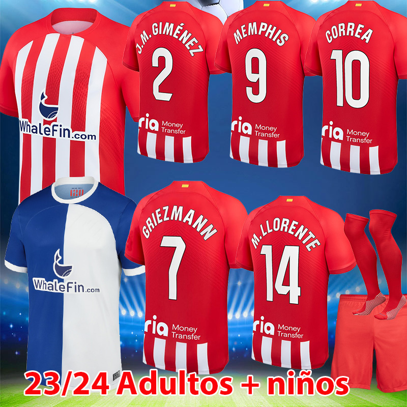 

2023 2024 ATLETICO MEMPHIS Soccer Jerseys GRIEZMANN 120TH Anniversary M. LLORENTE CORREA GRIEZMANN MadridDs Football Shirts KOKE CARRASCO 23 24 Home Adult Kids Kits, 120th league