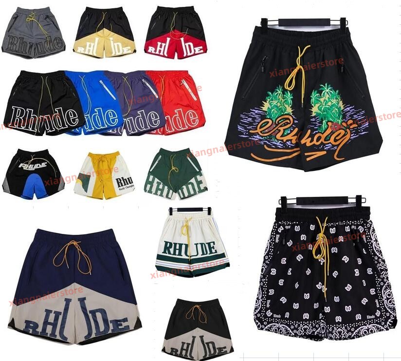 

rhude shorts summer swim shorts casual mens shorts blue black beach pants size S M  XL men street drawstring tighness loose ligthweight shorts men lpm, Cus12