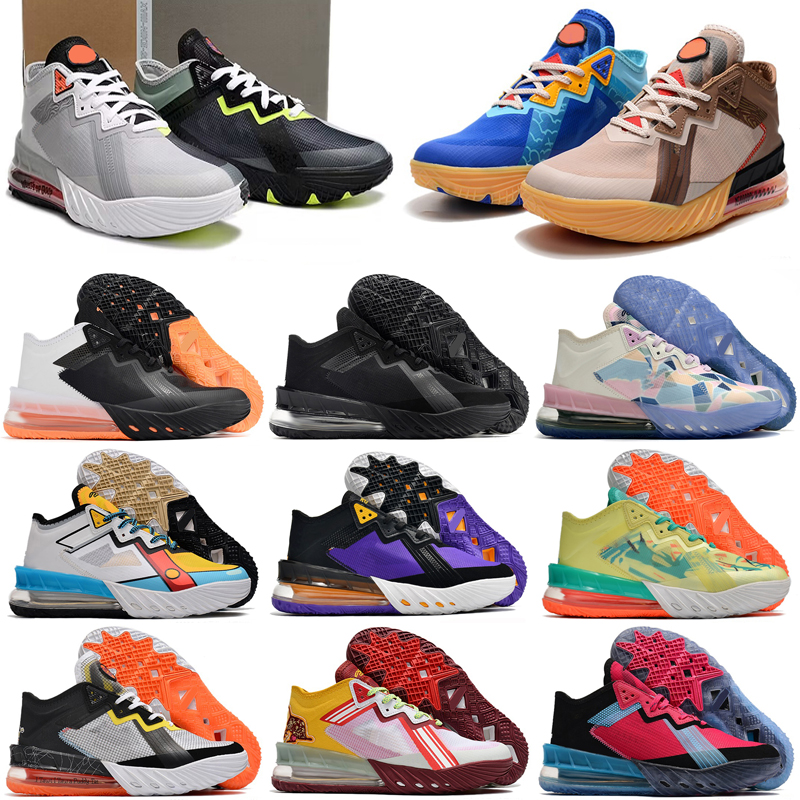 

Men Outdoor Shoes Lebron 18 Low What The Space Jam XVIII 18s South Beach Higher Learning Bred Heart of Lion Black White Crimson Mens Sports Sneaker Size 40-46, As photo 1