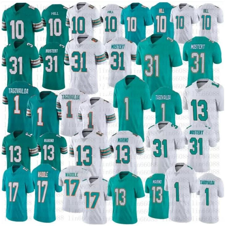 

Football jersey 8 Jevon Holland 10 Tyreek Hill 13 Dan Marino 1 Tua Tagovailoa 17 Jaylen Waddle 5 Jalen Ramsey 39 Larry Csonka 23 Jeff Wilson Jr. 31 Raheem Mostert, Color