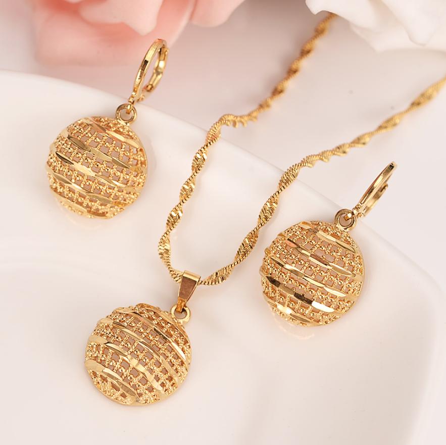 

gold Necklace Earring Set Women Party Gift round pendant Jewelry Sets daily wear mother gift DIY charms women girls Fine wedding J1645997, Golden