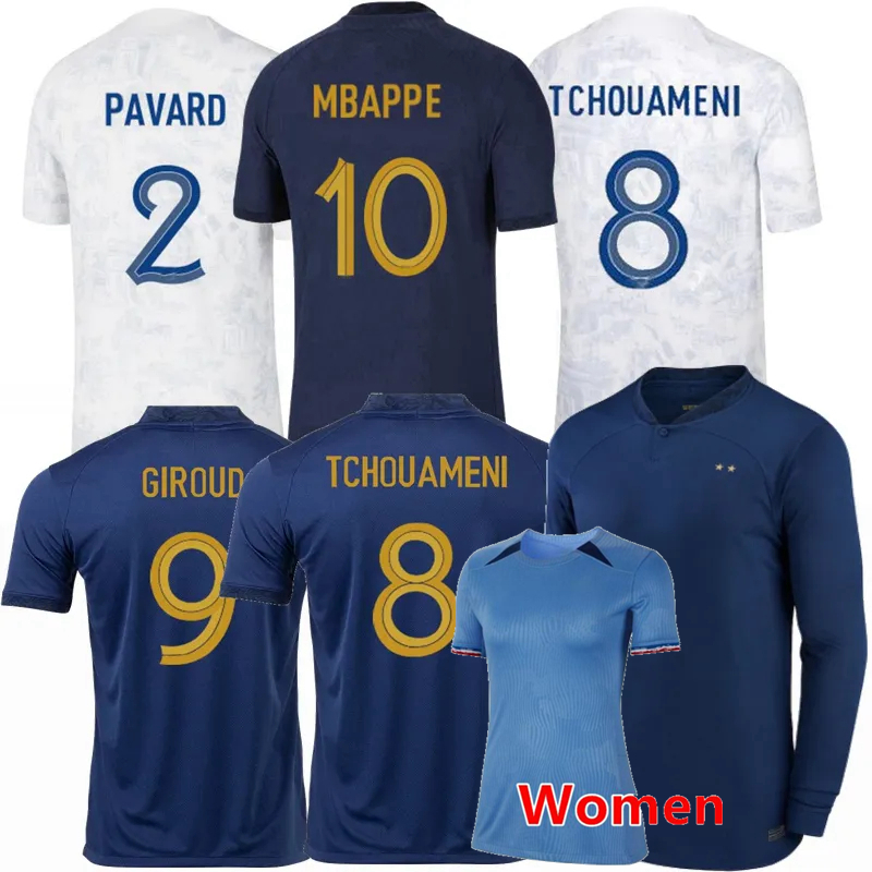 

Player Fans version MBAPPE French soccer jerseys final 22 2023 2024 BENZEMA GIROUD GRIEZMANN TCHOUAMENI KOLO MUANI COMAN France football men women kids shirt 4XL, Home fans+chest+2022+final