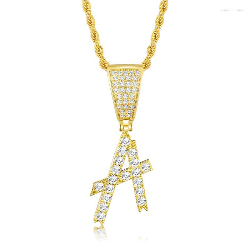 

Pendant Necklaces Hip Hop Big Custom Name Cusive Letters Cubic Zircon A-Z Multi-layerPendants&Necklaces For Men Women Jewelry With Solid