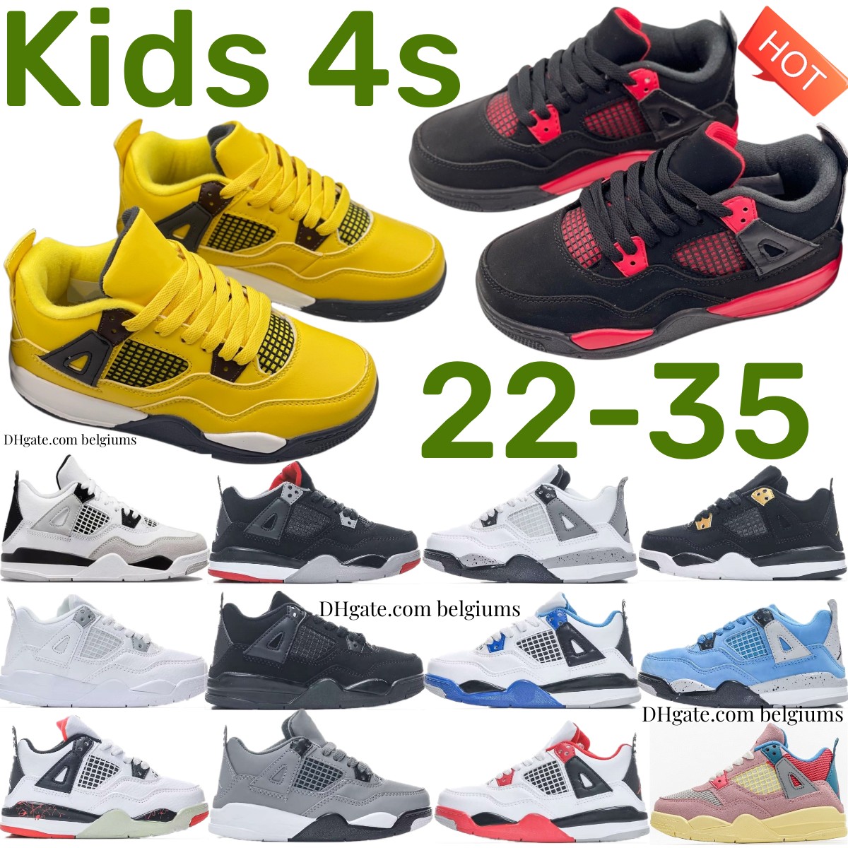 

Kids Shoes 4 Basketball 4s Toddler Sneakers Boys Military Black Cat Designer Trainers kid Girls shoe Fire Red Thunder Children youth Blue Lightning Cool Grey Bred