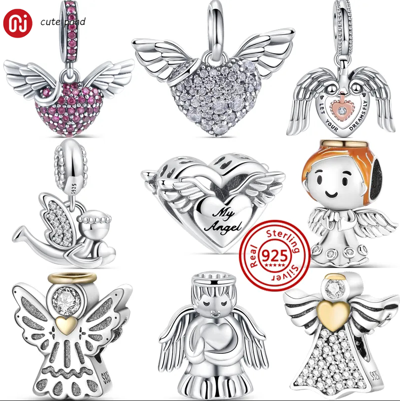 

925 silver beads charms fit pandora charm Original box Silver Angel Series European Bead Charm Bracelet Necklace jewelry