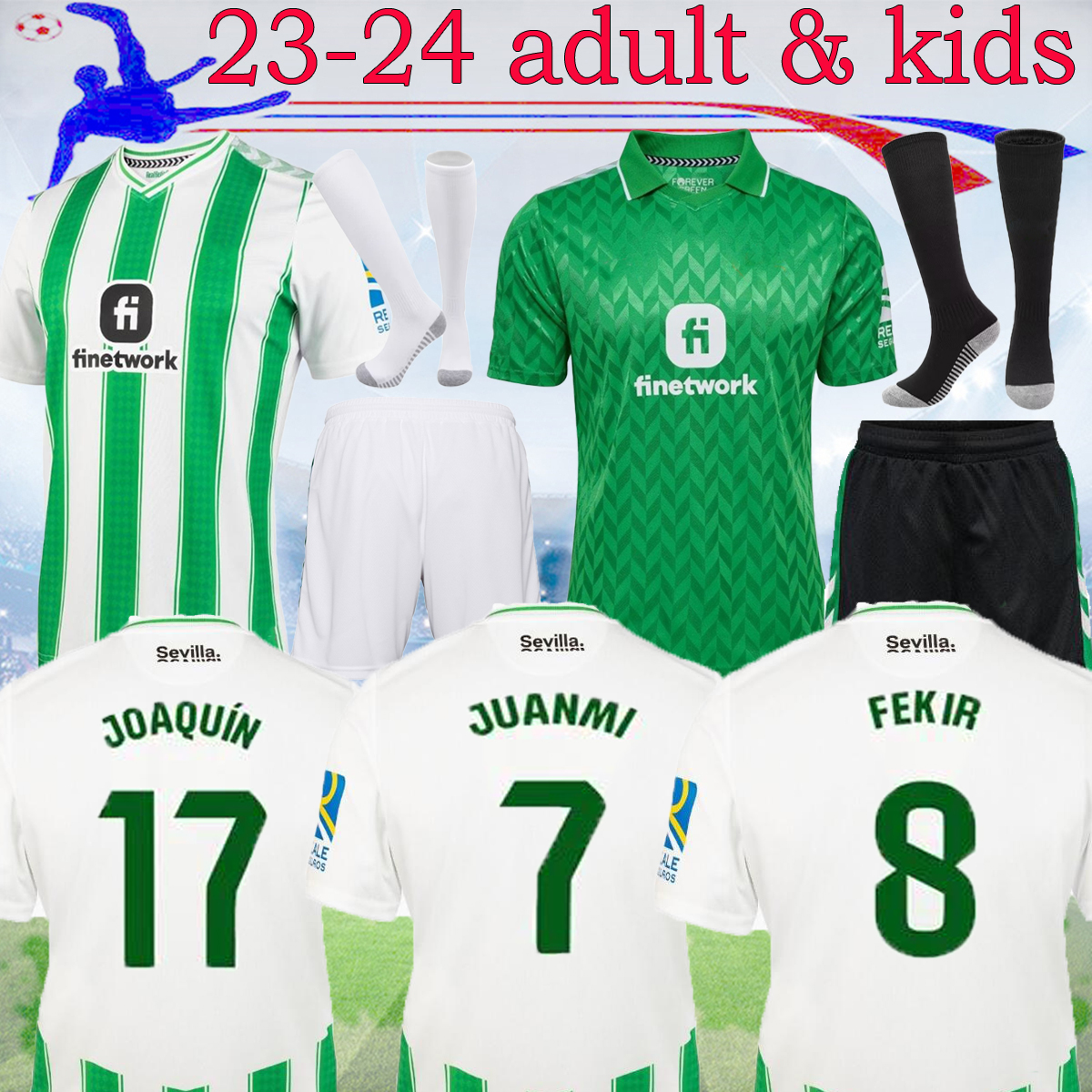 

23 24 JOAQUIN real Betis soccer Jerseys B.Iglesias camiseta de futbol home away Juanmi CANALES Fekir 2023 special football shirts copa DEL rey FINAL MEN KIDS KIT 16-XXL, 23-24 away fans