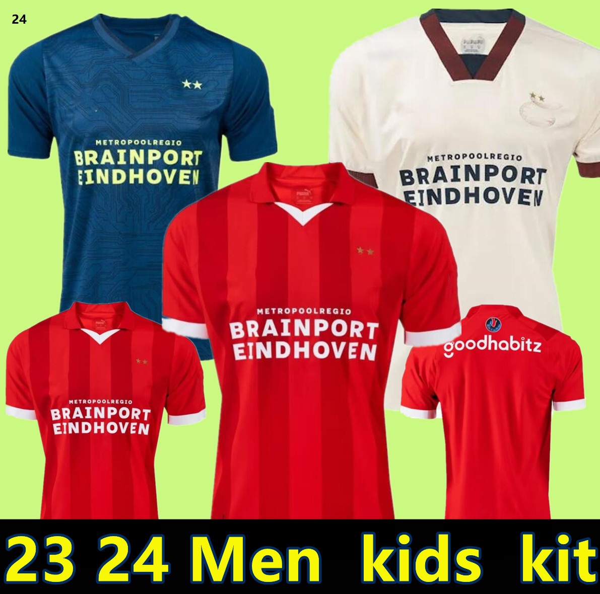 

23 24 Eindhoven Away Soccer Jerseys PSVS kids men kits 2023 2024 Hazard FABIO Silva Home men kids it football shirts kids set TOP adult kits RED, White