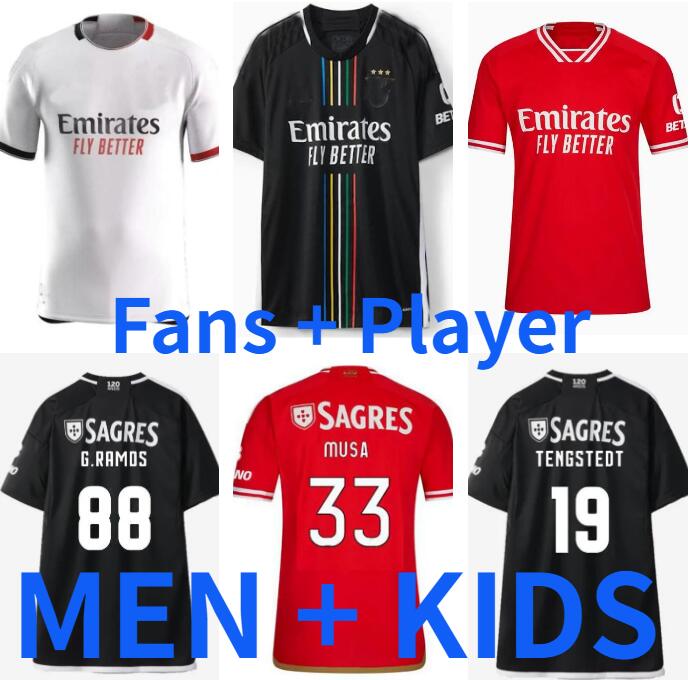 

RAFA 23 24 Benfica soccer jerseys Neres G RAMOS 2023 2024 Away Men kids kit Football shirt OTAMENDI Grimaldo Joao Mario Fans Player version GILBERTO GUEDeS DI MARIA