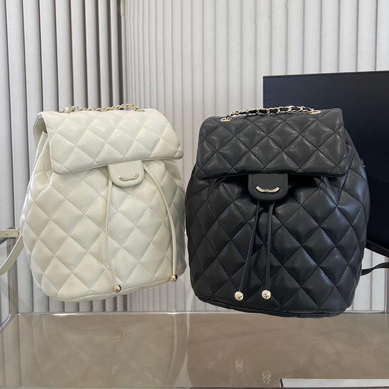 

Vintage Women Designer Backpack Bag Real Leather with Two Little Balls Diamond Lattice Gold Metal Hardware Adjustable Strap High-Capacity Shoulder Handbag 20x24cm, Black