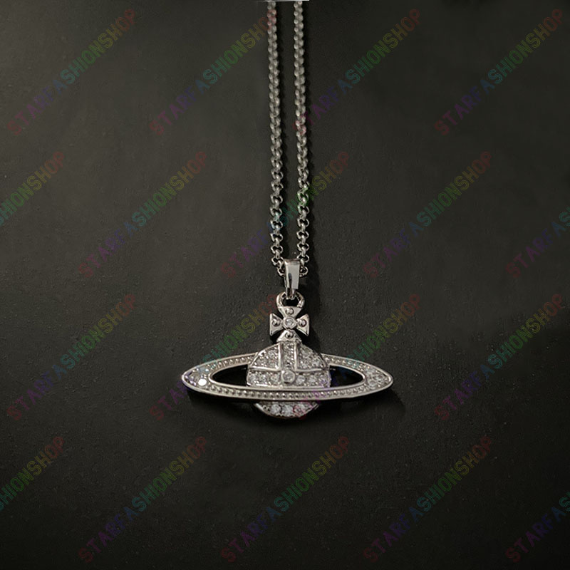 

Saturn Curved Necklace Pearls Diamond Tennis Necklace Woman Silver Chains Vintage Trendy Style