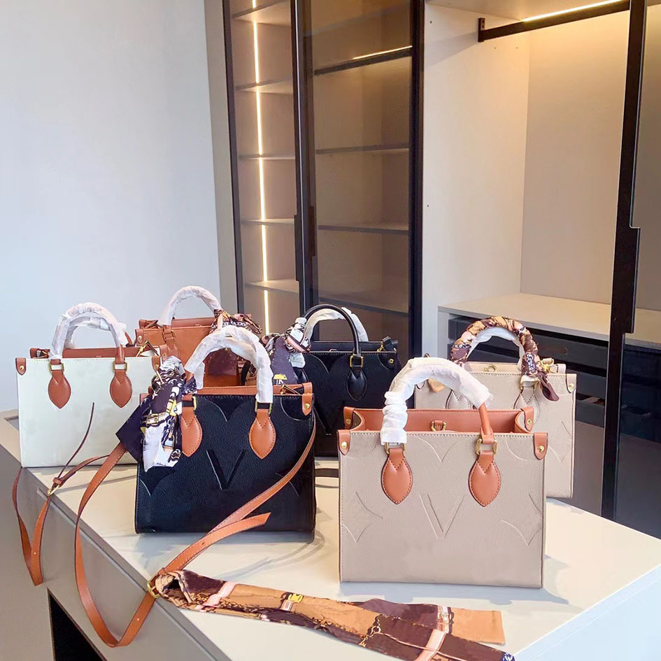

Tote Bag Designers bag Luxury Genuine Leather Letter Embossing Flower Monograms ON THE GO Handbags large capacity shopping bag 3 sizes 25CM 35CM 42CM