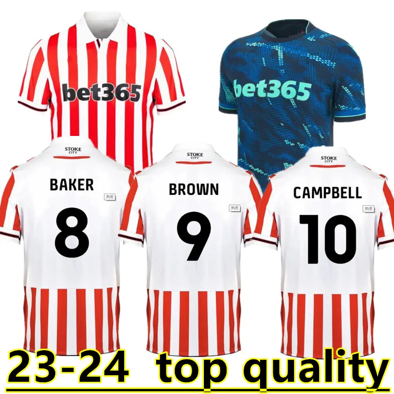

23 24 Stoke City MIKEL CAMPBELL Soccer Jerseys SMITH FLETCHER POWELL BROWN CLUCAS Home Kits 2023 2024 Lewis Baker Baker Men Kids Kit Football Shirts Uniforms Tops