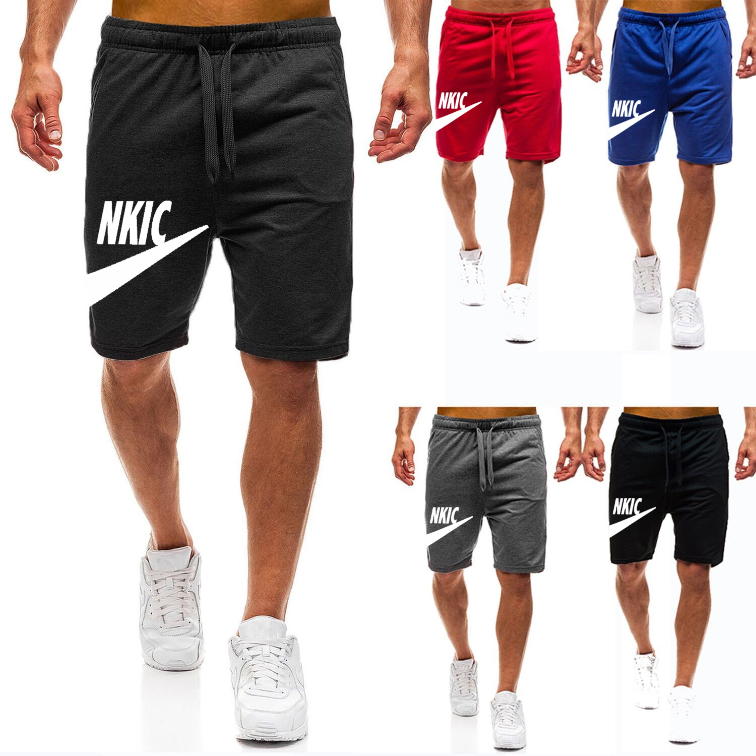 

Summer Casual Brand LOGO Shorts Men Boardshorts Breathable Beach Shorts Comfortable Fitness Basketball Sports Short Pants Male, Black