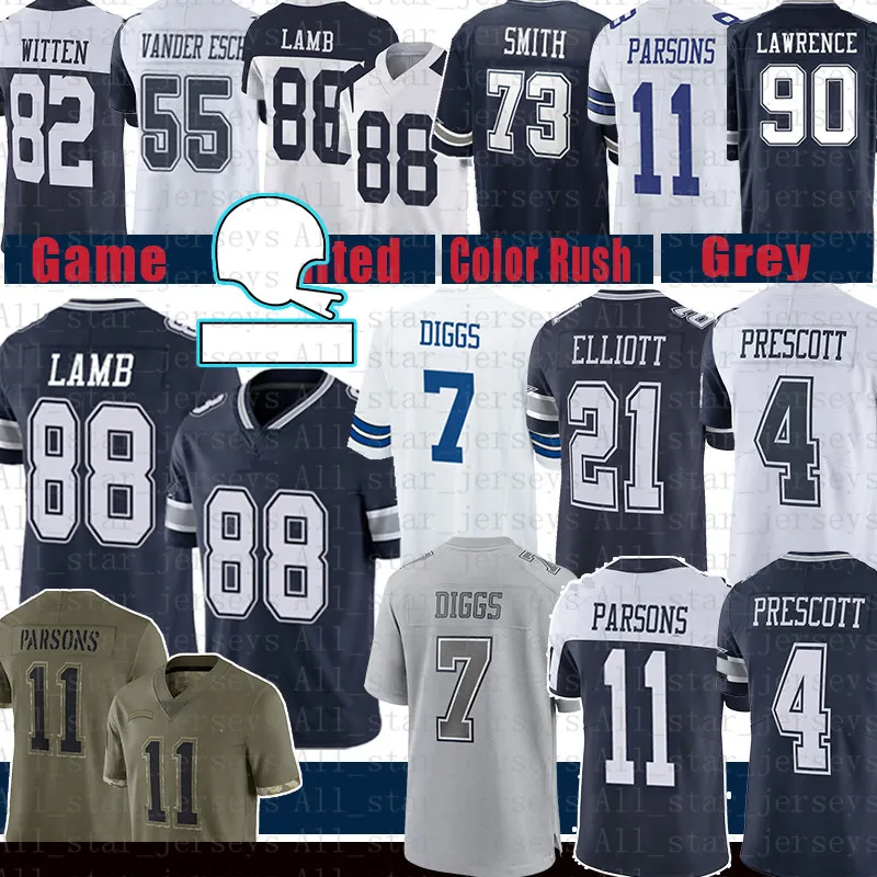 

CeeDee Lamb Football Jersey Mens Micah Parsons Dak Prescott Trevon Diggs Ezekiel Elliott Tyler Smith Leighton Vander Esch Roger Staubach DeM, Mens(nz)