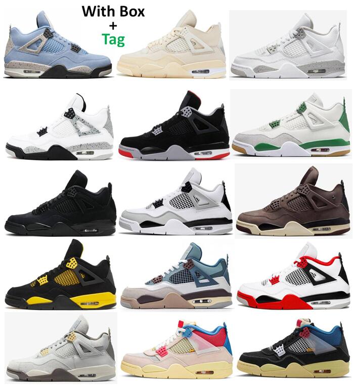 

4s Oreo Bred Sail AMM Basketball Shoes Men 4 Snorlax Pine Green University Blue Midnight Navy Craft Photon Dust White Cement Black Cat Fire Red Taupe Haze Sneakers, Laser black gum