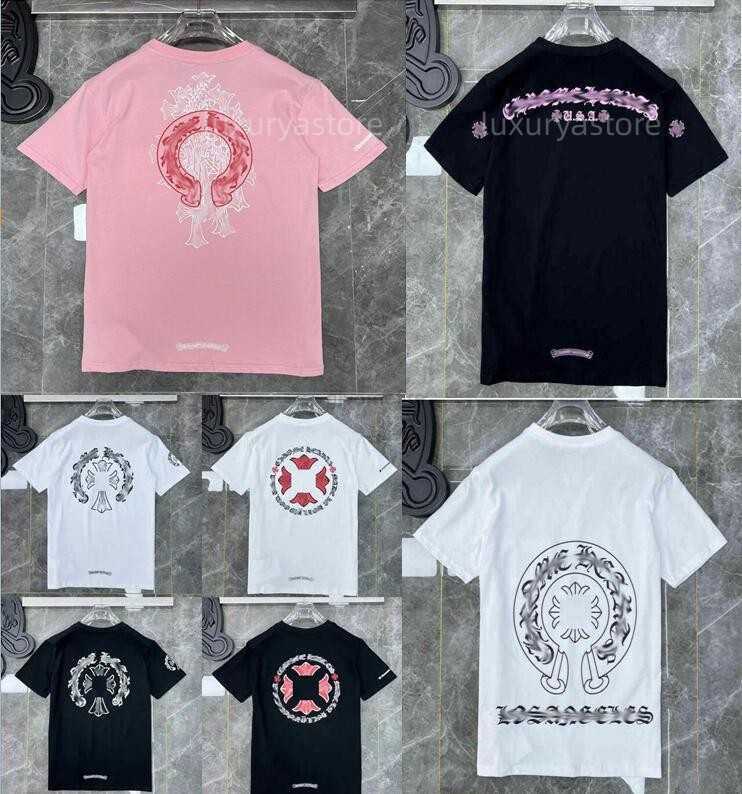 

Fashion Mens Classic t Shirts Brand Top T-shirts Ch White Short Sweater Casual Embossed Letter Horseshoe Sanskrit Cross Pattern Designers Tees Women Tshirts 2025, 11