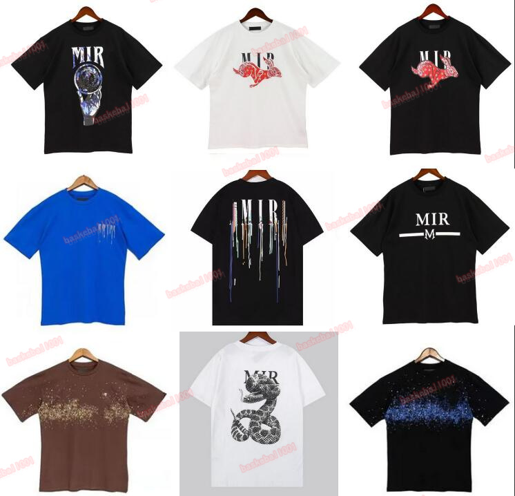 

Mens T Shirt Designer Tshirt Limited Edition Couples Tees Street Wear Summer Fashion Brand A miri Shirt Splash-ink Letter Print Short Sleeve Casual Loose Crewneck Tee, Add postage