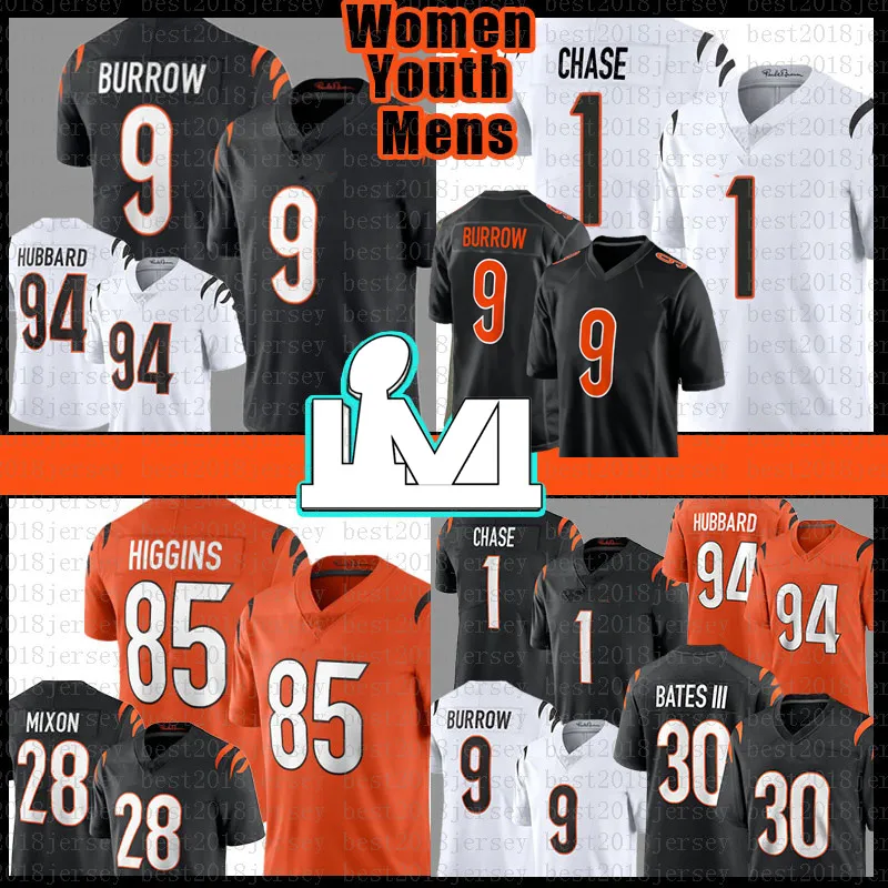 

Joe Burrow Ja'Marr Chase Tee Higgins Football Jersey Jessie Bates III Mixon Sam Hubbard Tyler Boyd Vonn Bell Pratt Evan McPherson C.J. Uzoma, Patch+mens jersey(mh)