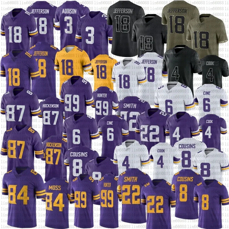 

Addison Justin Jefferson Viking Football jersey T.J. Hockenson Lewis Cine Dalvin Cook Adam Hunter Kirk Cousins Harrison Smith Randy Moss sti, Men