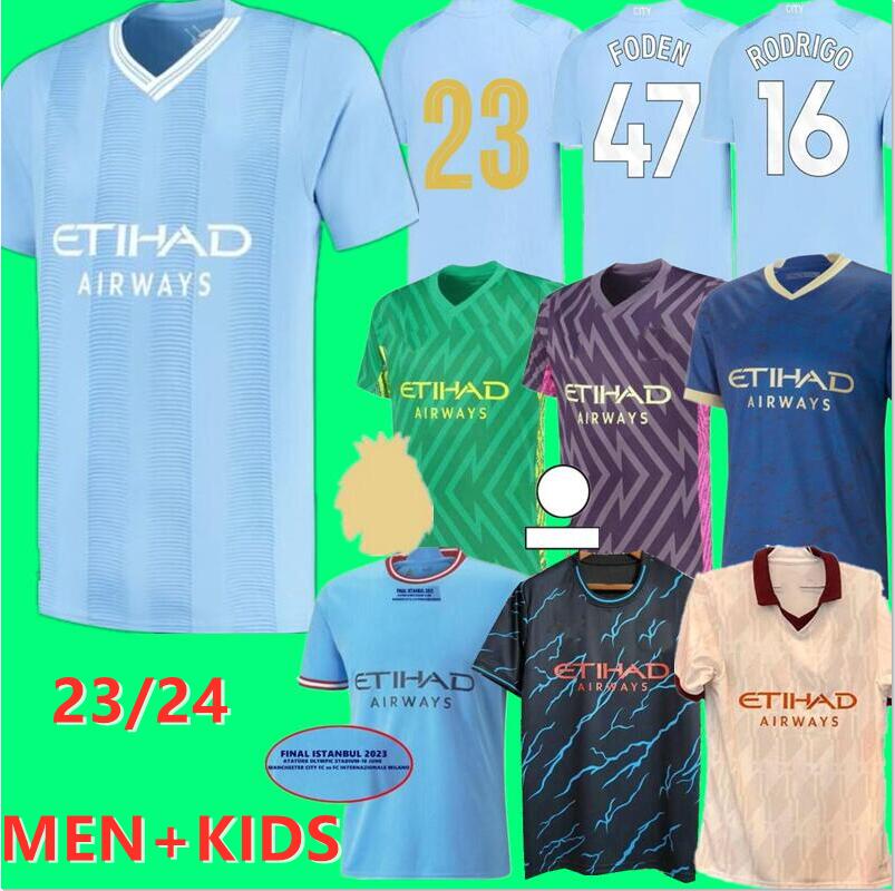 

2023 2024 DE BRUYNE HAALAND Blue Moon Soccer Jerseys FODEN GREALISH MAHREZ MANs cities Champions finals football shirt 23 24 YTIC NAM Man kits City Kids Equipment