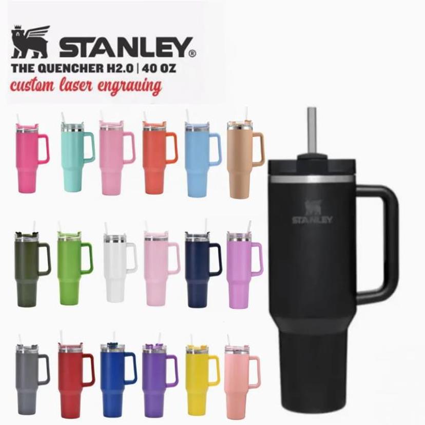 

Ready to ship With Logo Stanly 40oz Mug Tumbler With Handle Insulated Tumblers Lids Straw Stainless Steel Coffee Termos Cup Popular NEW, Multi-color