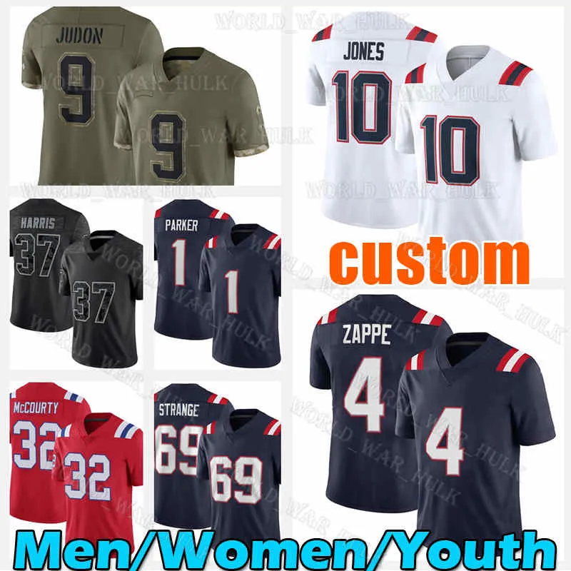 

4 Bailey Zappe Jersey Mac Jack Jones Football Cole Strange Rhamondre Stevenson Matthew Judon Matt Slater Kyle Dugger Randy Moss New Englands, Women jersey(agz)