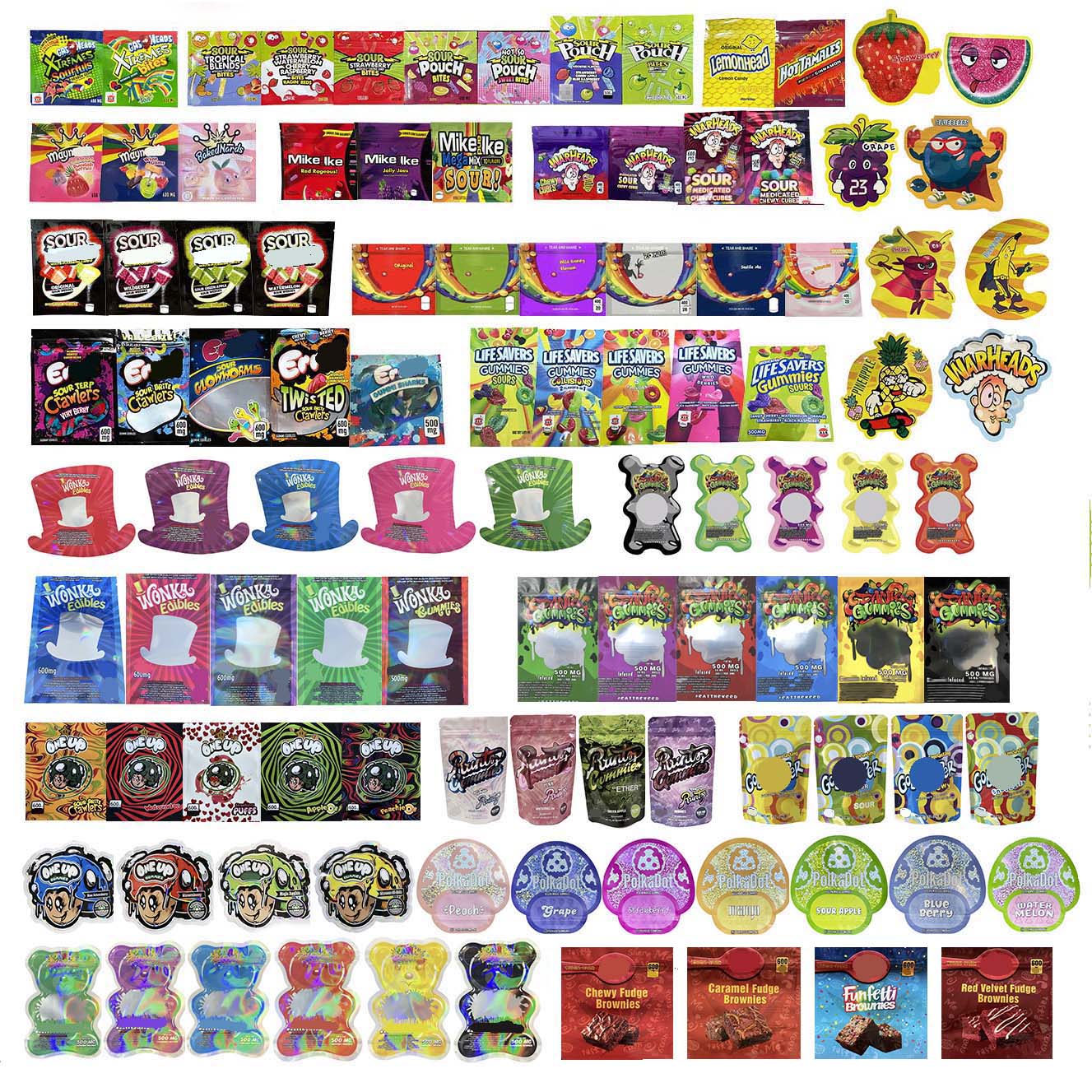 

empty edible candy plastic packaging bags gummies warheads xtremes one up sour lifesaver jacks milk sourfuls air bites watermelon smell proof