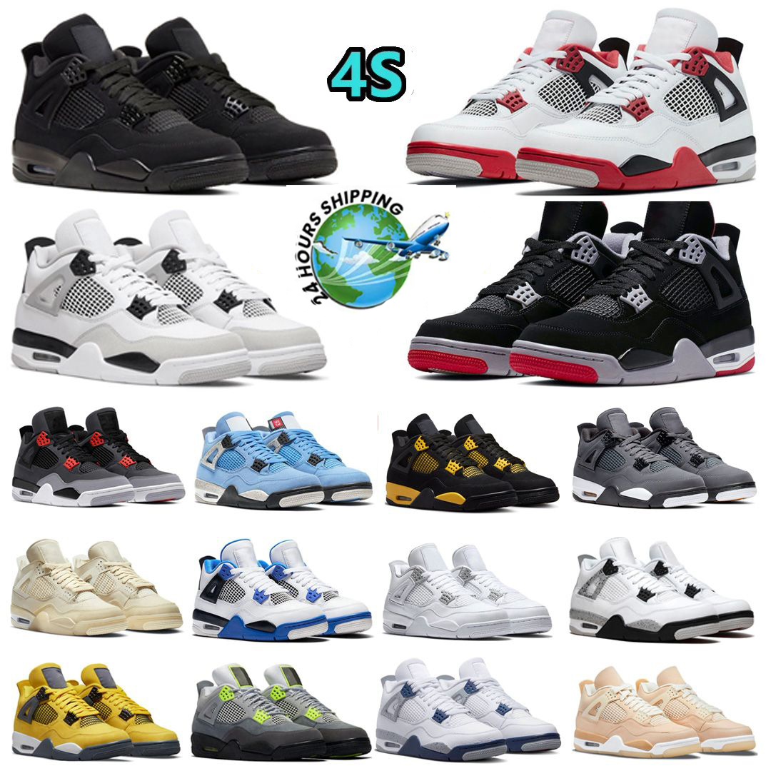 

NEW 4 basketball shoes for men women 4s Military Black Cat Sail Red Thunder White Oreo Cactus Jack Blue University Infrared Cool Grey mens sports sneakers, #3