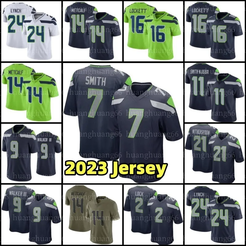 

11 Jaxon Smith-Njigba 21 Devon Witherspoon Football jerseys Geno Smith DK Metcalf Tariq Woolen Kenneth Walker III Tyler Lockett Bobby Charle, Men jersey