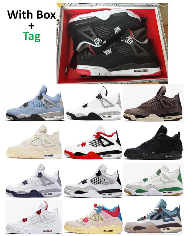 

Better Quality 4s Basketball Shoes Bred Pine Green Black Cat Sail AMM Violet Ore Military Black University Blue Fire Red White Cement Metallic Red Men Women 4 Sneakers, University red metallic