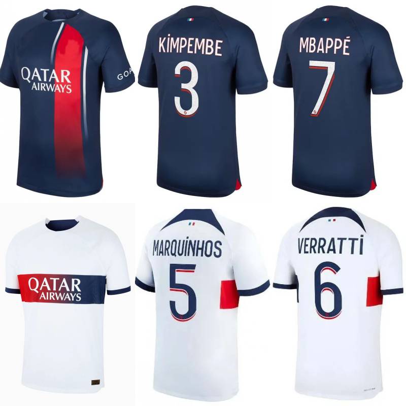 

2023/24 MBAPPE Soccer Jerseys 2024 pSGs ASENSION MARQUINHOS VERRATTI KIMPEMBE Maillots de football Shirt EKITIKE C.SOLER VITINHA N.MENDES SKRINIAR kids kit uniforms, Home+patch2