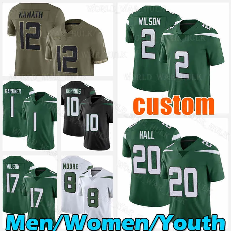 

Breece Hall Jersey Zach Wilson Football Jetes Braxton Berrios Elijah Moore Ahmad Sauce Gardner New Yorks Garrett Mekhi Becton Joe Klecko CJ, Men custom (p q j)