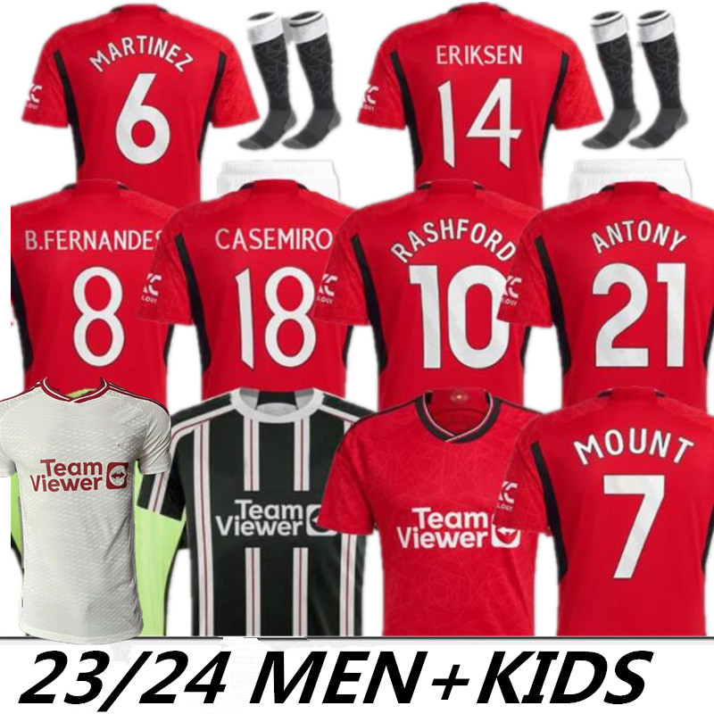 

SANCHO 23 24 soccer jerseys Antony Martinez RASHFORD Casemiro Mount 2023 2024 football shirt fans player MANS UTDs MARTIAL B. FERNANDES MANCHESTERS men kids kit S-4XL, Away kids