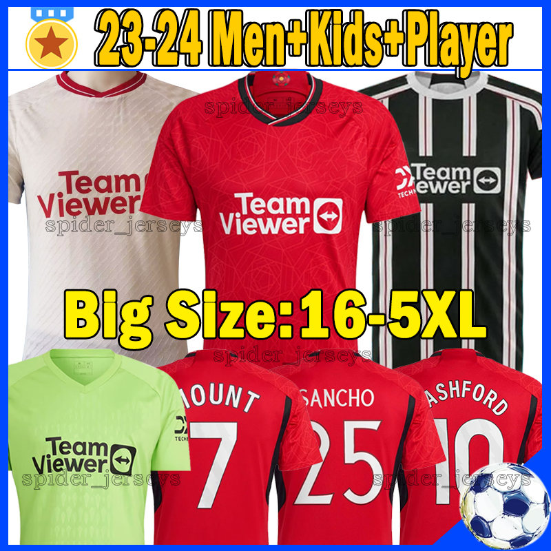 

4XL 5XL 23 24 SANCHO soccer jerseys MARTINEZ RASHFORD CASEMIRO 2023 2024 MOUNT ANTONY SABITZER Fans Player version Football Shirts McTominay R.VARANE Women Kids Kits, 23-24 home ucl-patch