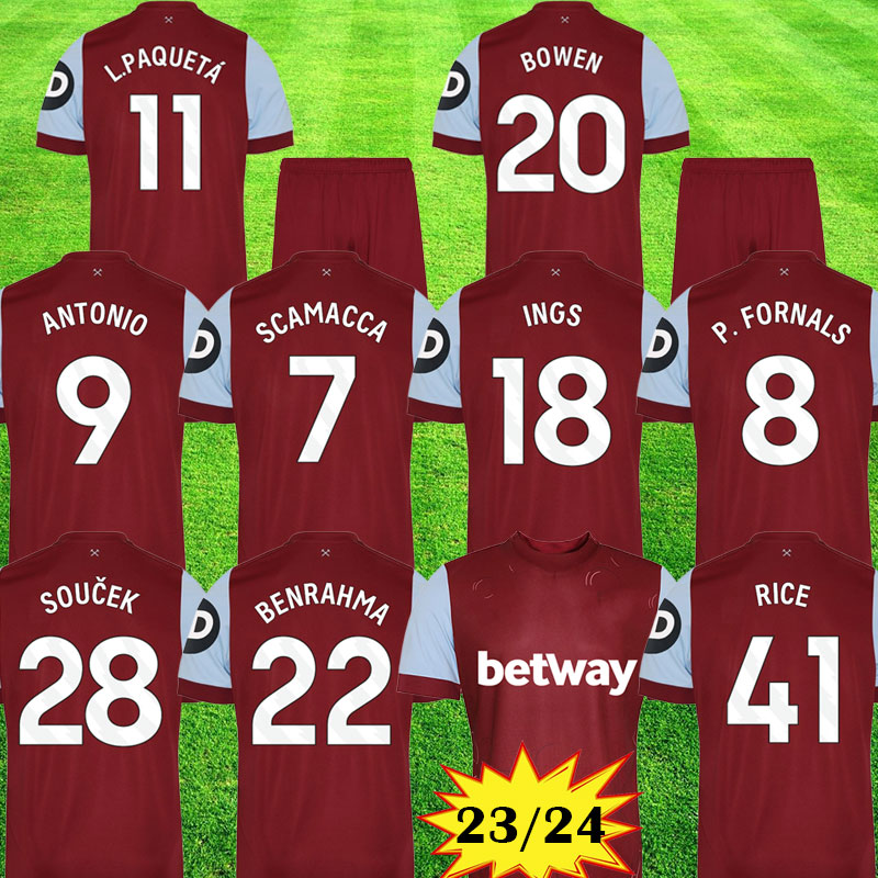 

22 23 24 INGS WHU L. PAQUETA soccer jerseys 2023 2024 SCAMACCA WEST RICE kits LANZINI ANTONIO Hams VLASIC UNITED BOWEN football shirts BENRAHMA MEN Kit Kids Equipment, 23 24 home